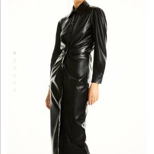 Zara Black Faux Leather Shirt Dress 2021 2969/288